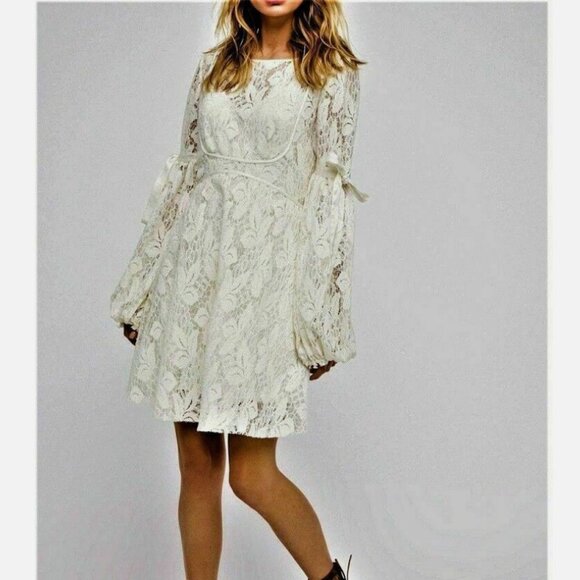 Nwot Free people OB725148 Long Sleeve Rubi Lace  Dress Ivory  xs - Picture 7 of 16